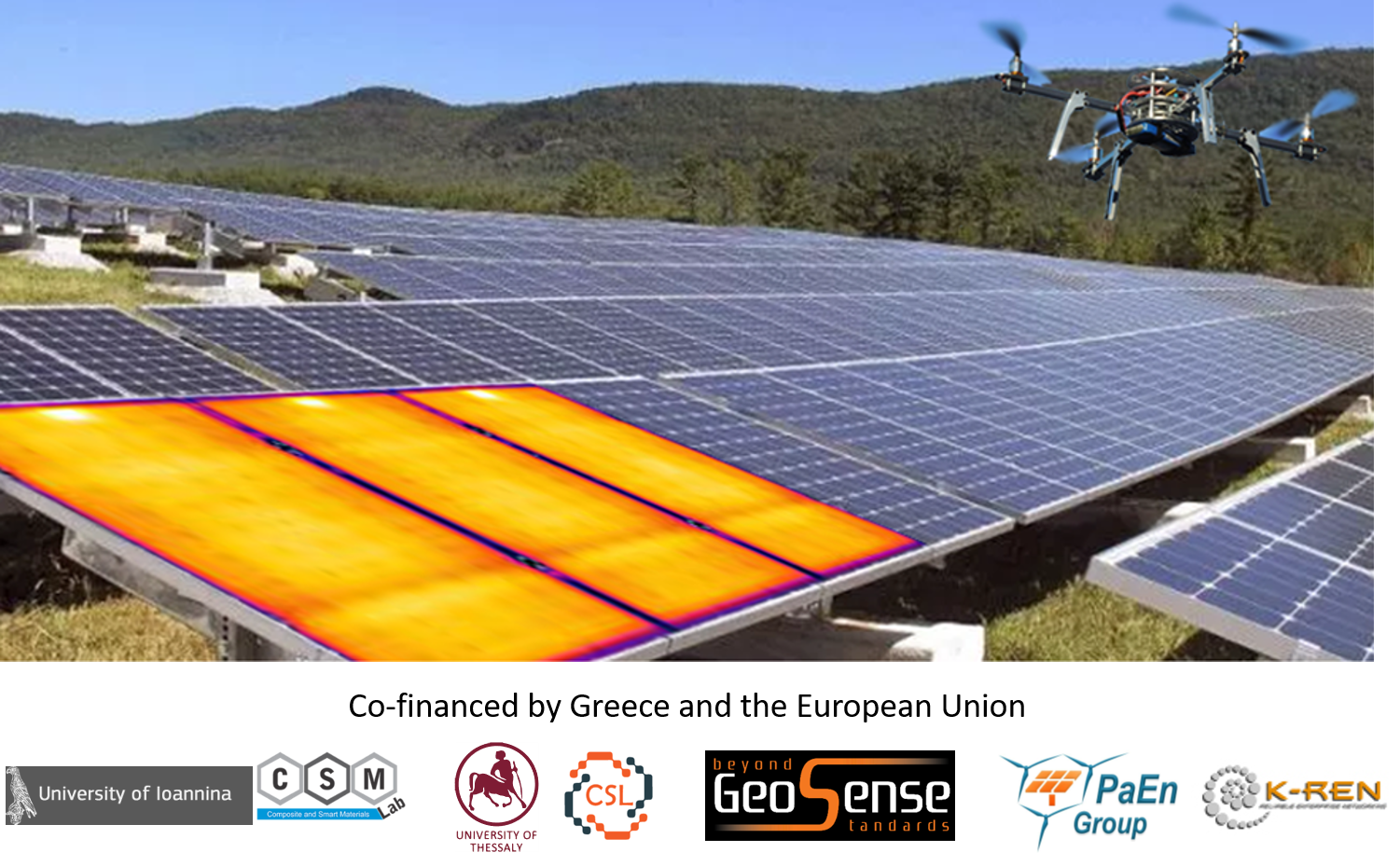 Drone inspecting a photovoltaic park